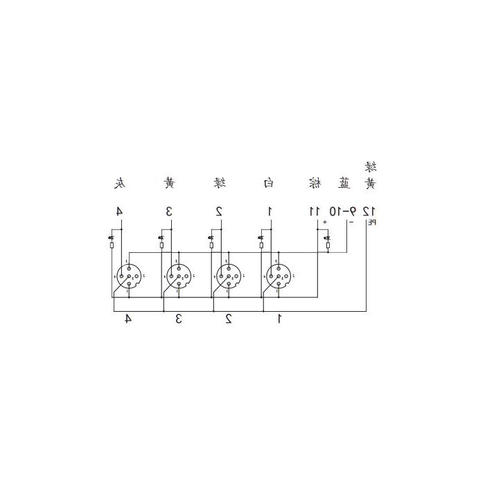 M12 junction box, single channel, NPN, 4-port split, LED, M23 integrated interface base, 24N4CT