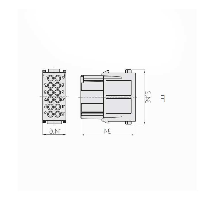 HM module, female connector, HM-012-F, 09140123101